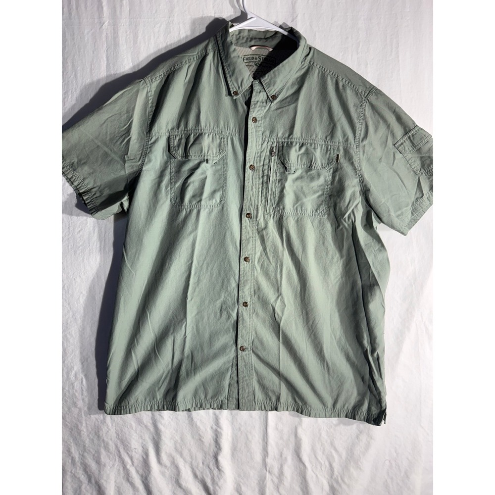 Field & Stream Mens XXL Sage Green Short Sleeve Utility Fishing Button Down